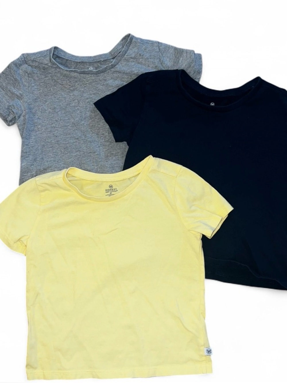 Three Honest Co. 4T Short Sleeve Tee Set - Yellow, Navy & Gray